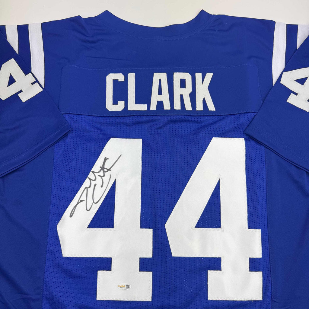 Autographed/Signed Dallas Clark Indianapolis Blue Football Jersey JSA COA