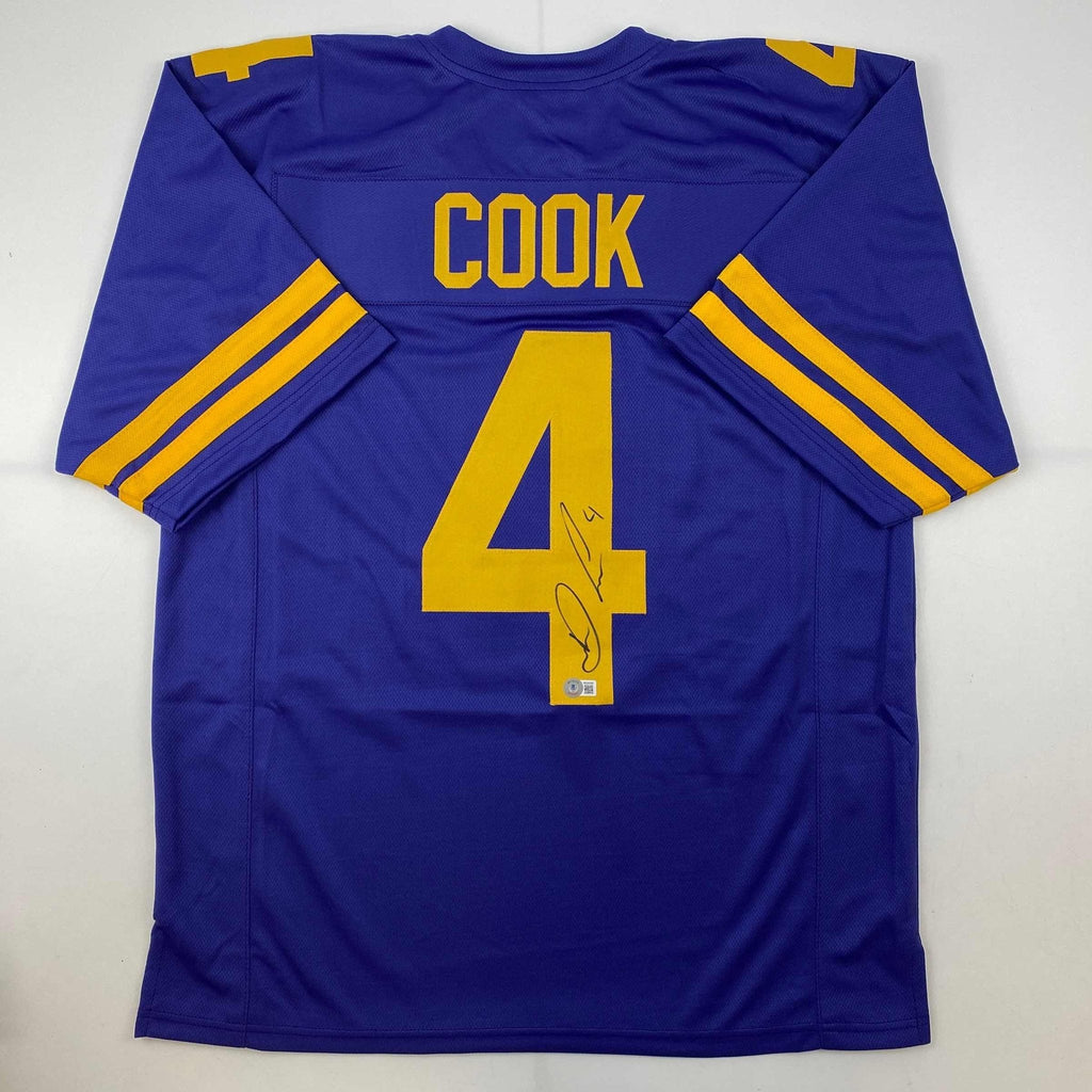 Autographed/Signed Dalvin Cook #4 Minnesota Color Rush Purple Football Jersey Beckett BAS COA
