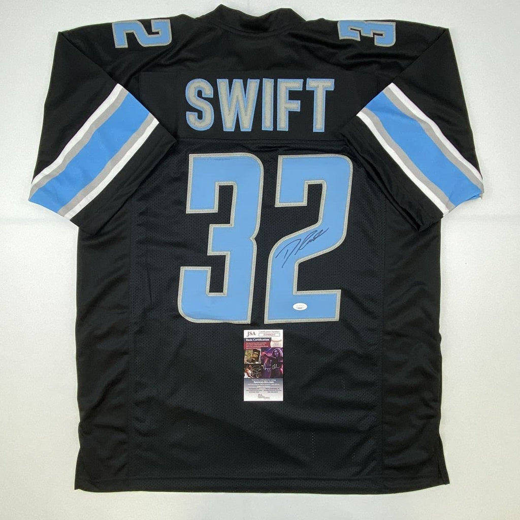 Autographed/Signed D'Andre Swift Detroit Black Football Jersey JSA COA