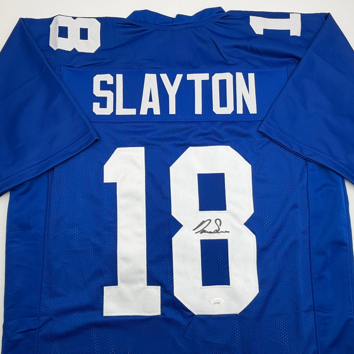 Autographed/Signed Darius Slayton New York Blue Football Jersey JSA COA