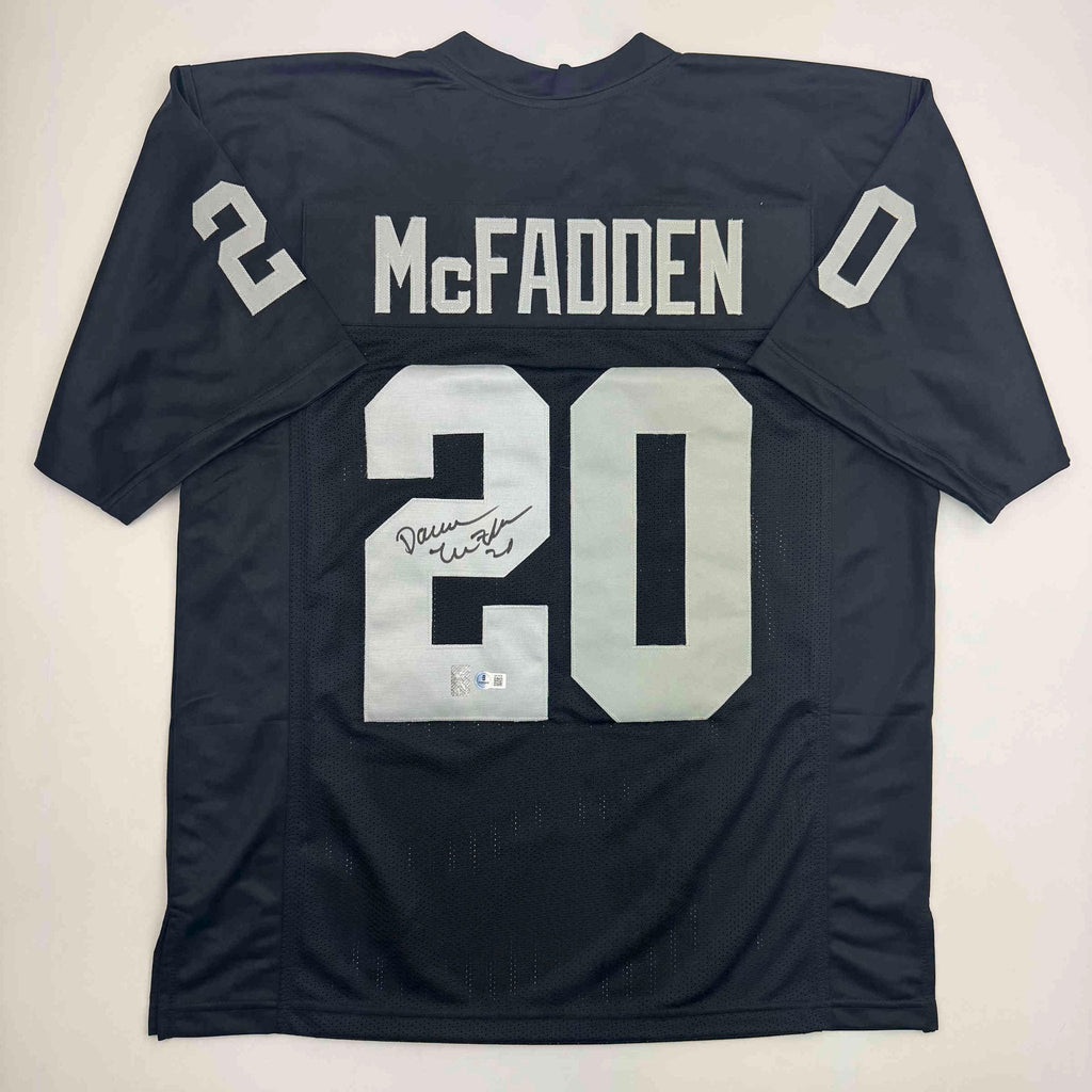 Autographed/Signed Darren McFadden Las Vegas Oakland Black Football Jersey Beckett BAS COA