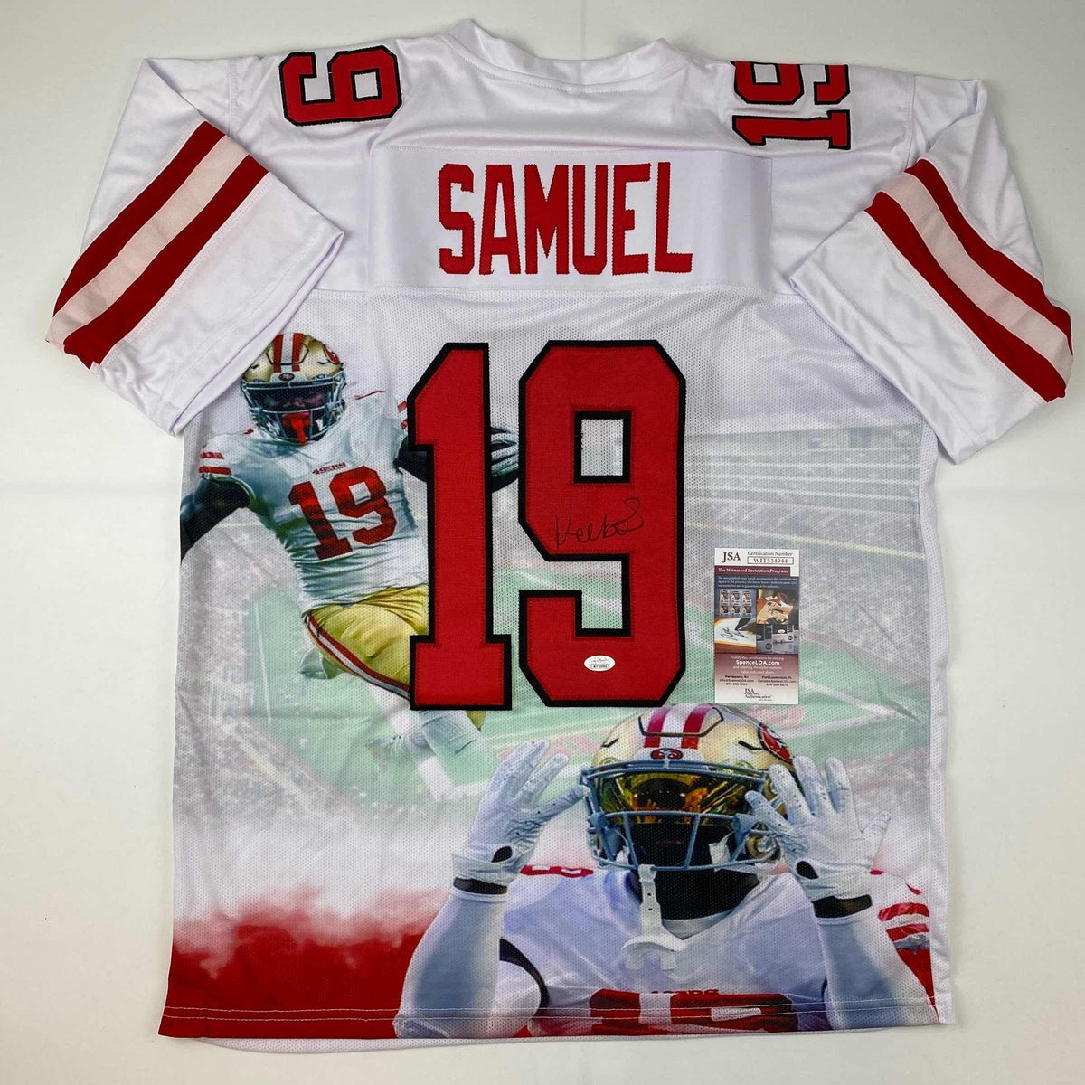 Autographed/Signed Deebo Samuel San Francisco White Portrait Football Jersey JSA COA