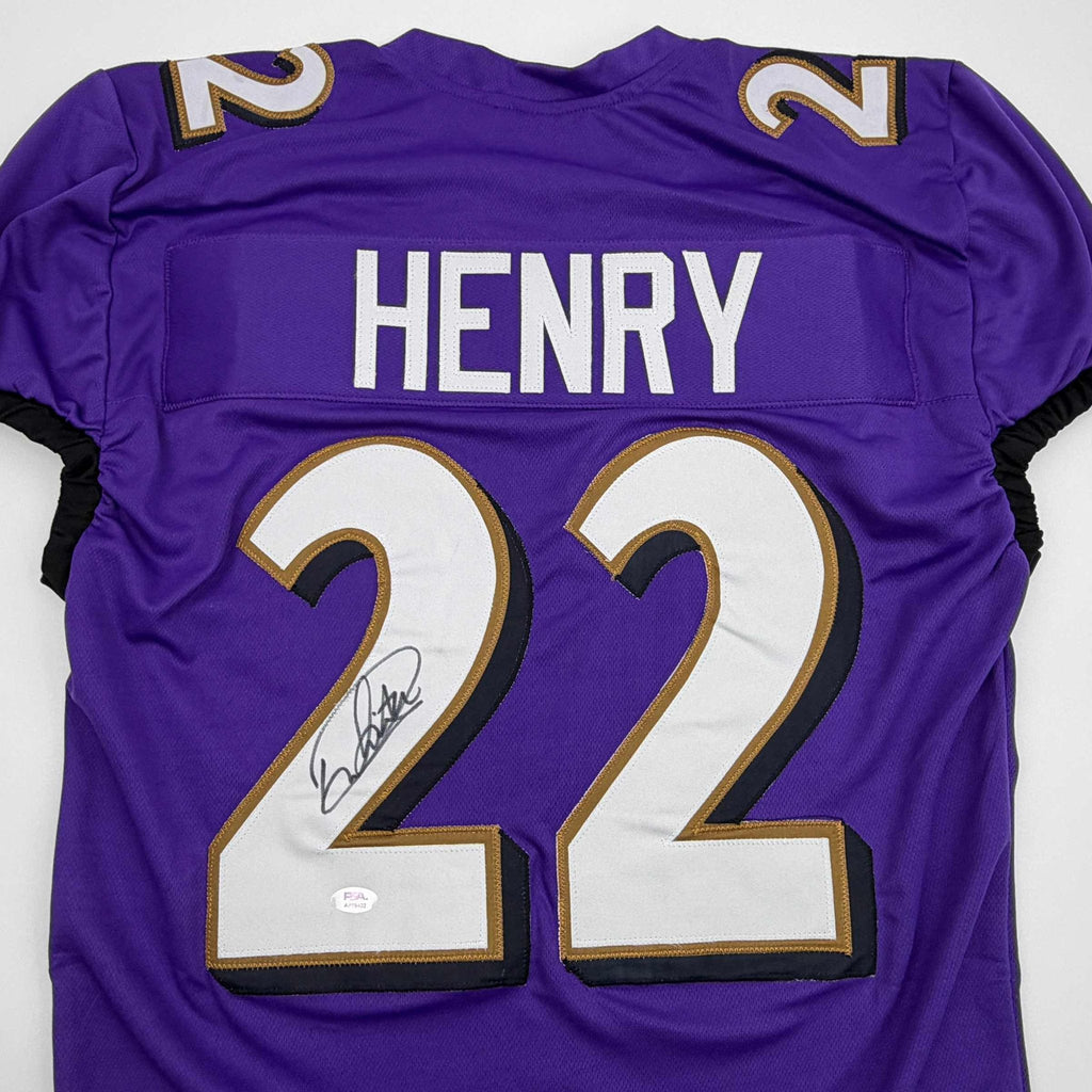 Autographed/Signed Derrick Henry Baltimore Purple Football Jersey JSA COA
