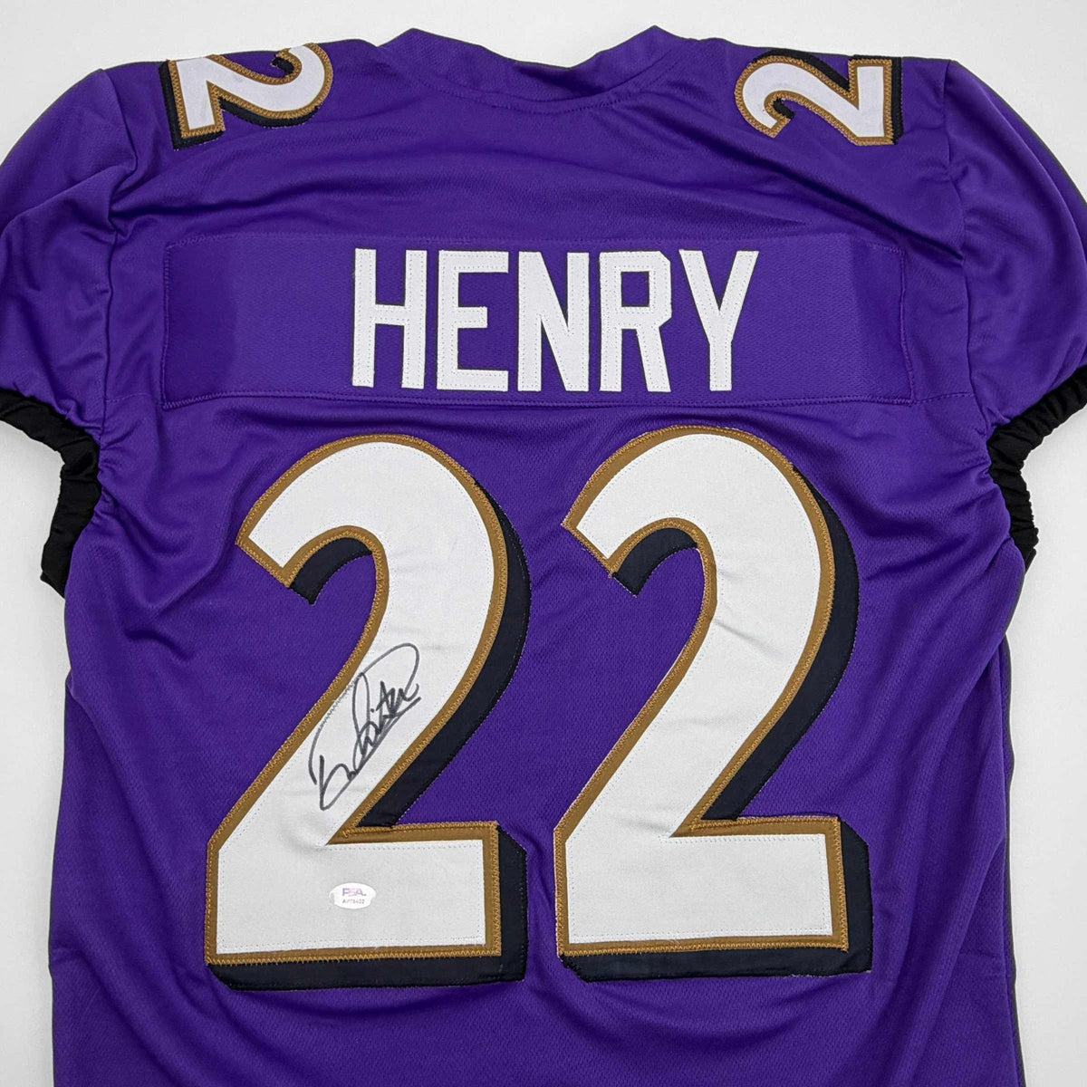 Autographed/Signed Derrick Henry Baltimore Purple Football Jersey JSA COA