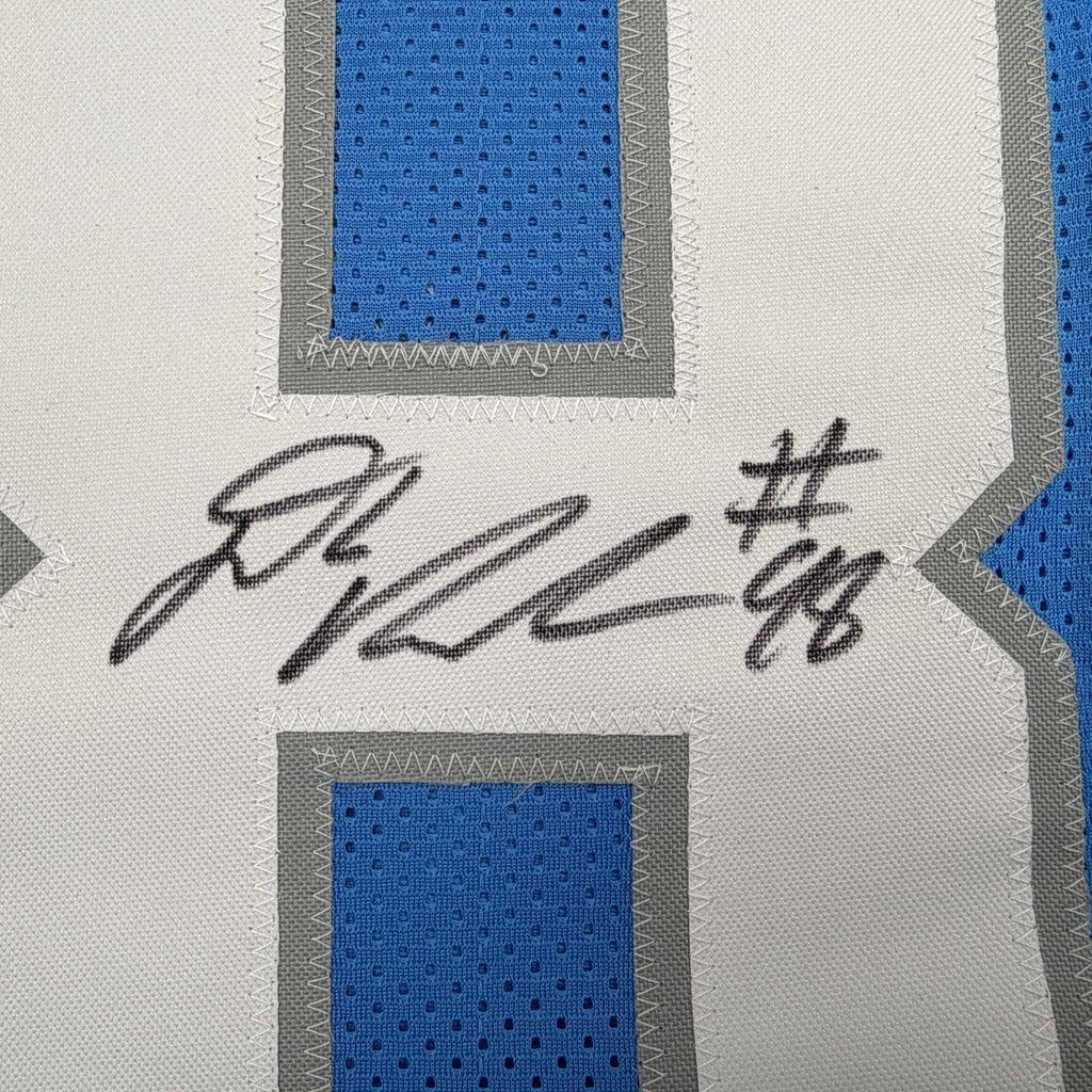 Autographed/Signed D.J. DJ Reader Detroit Blue Football Jersey Beckett BAS COA