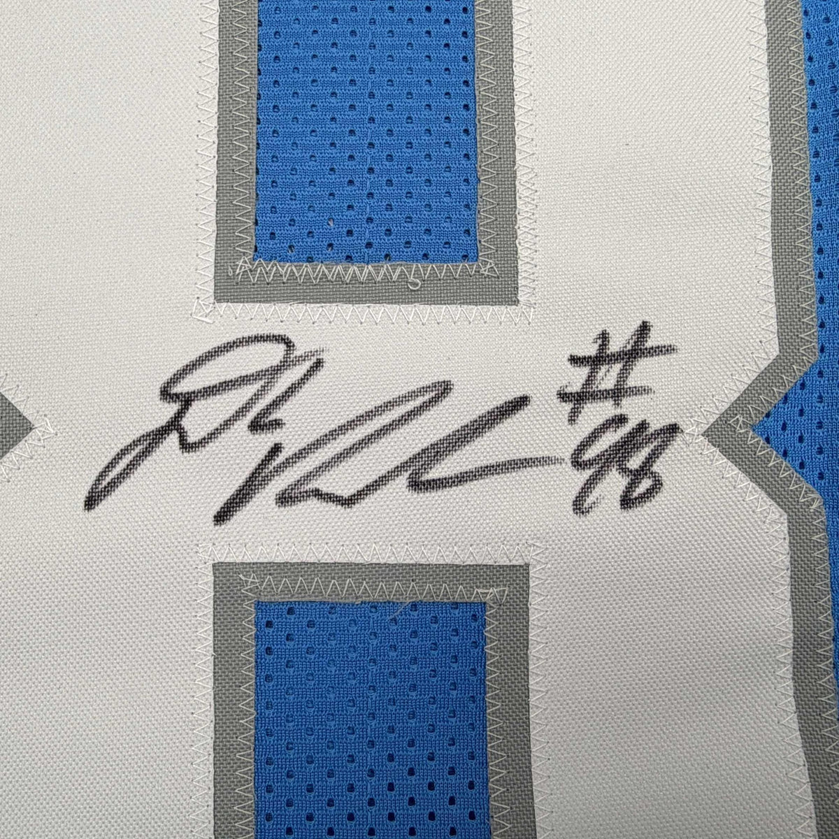 Autographed/Signed D.J. DJ Reader Detroit Blue Football Jersey Beckett BAS COA