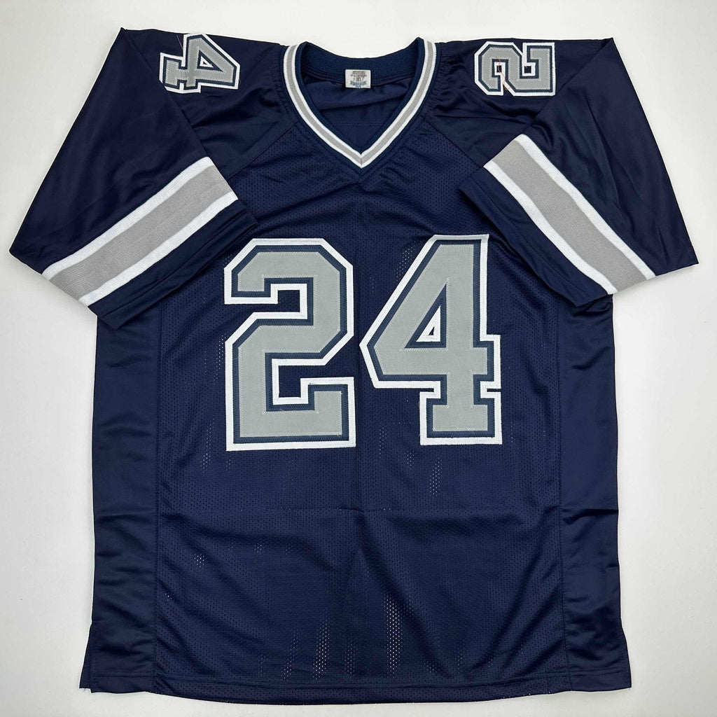 Autographed/Signed Everson Walls Dallas Blue Football Jersey JSA COA