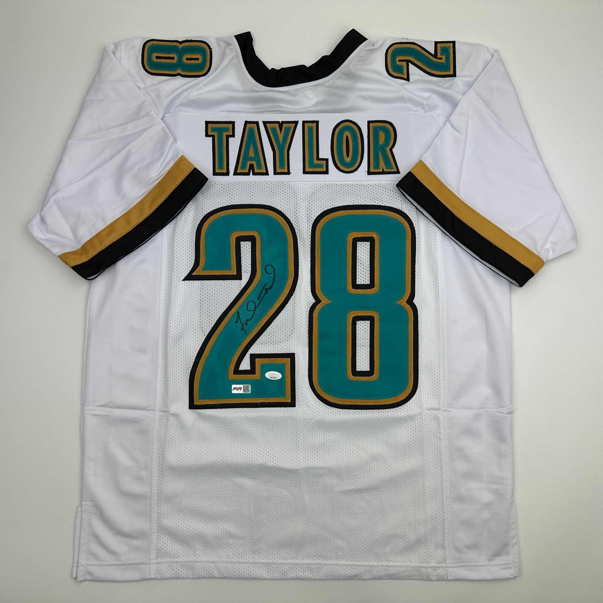 Autographed/Signed Fred Taylor Jacksonville White Football Jersey JSA COA