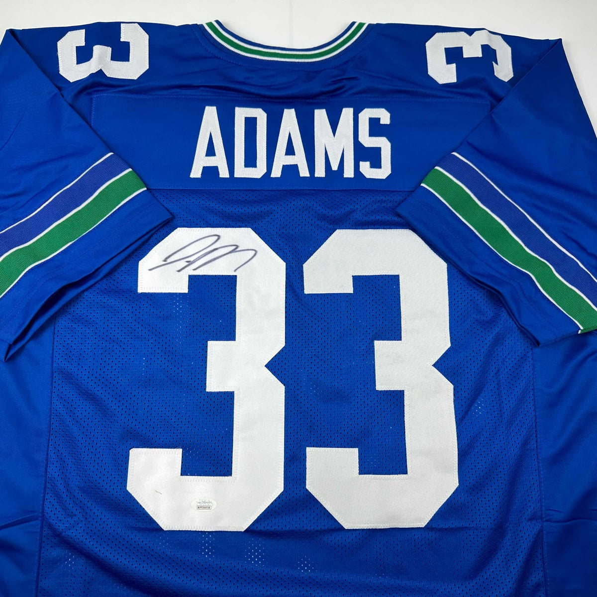 Autographed/Signed Jamal Adams Seattle Retro Blue Football Jersey JSA COA