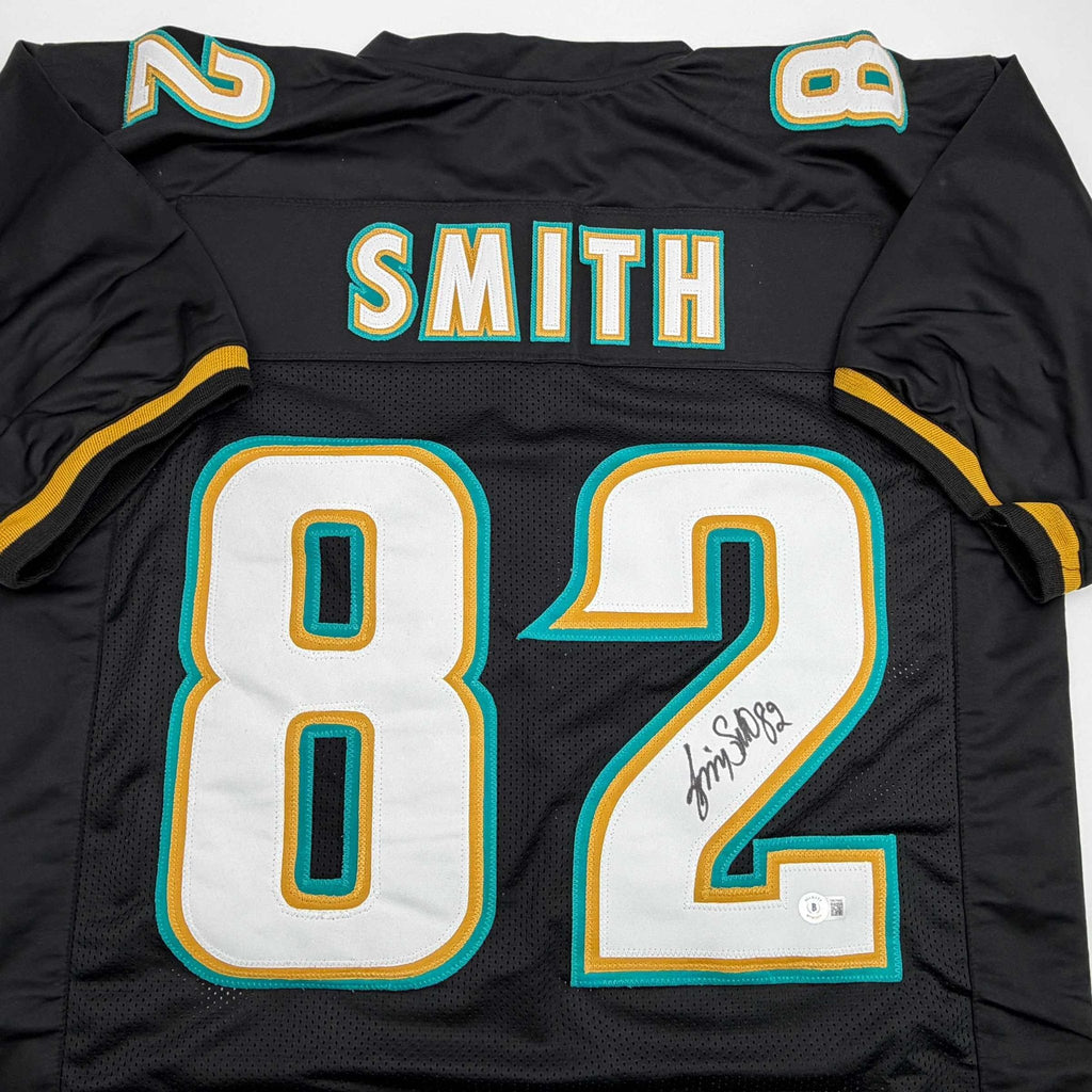 Autographed/Signed Jimmy Smith Jacksonville Black Football Jersey Beckett BAS COA
