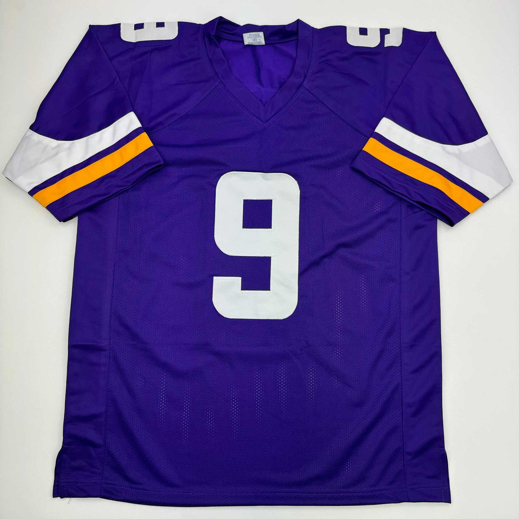 Autographed/Signed J.J. JJ McCarthy Minnesota Purple Football Jersey Beckett BAS COA