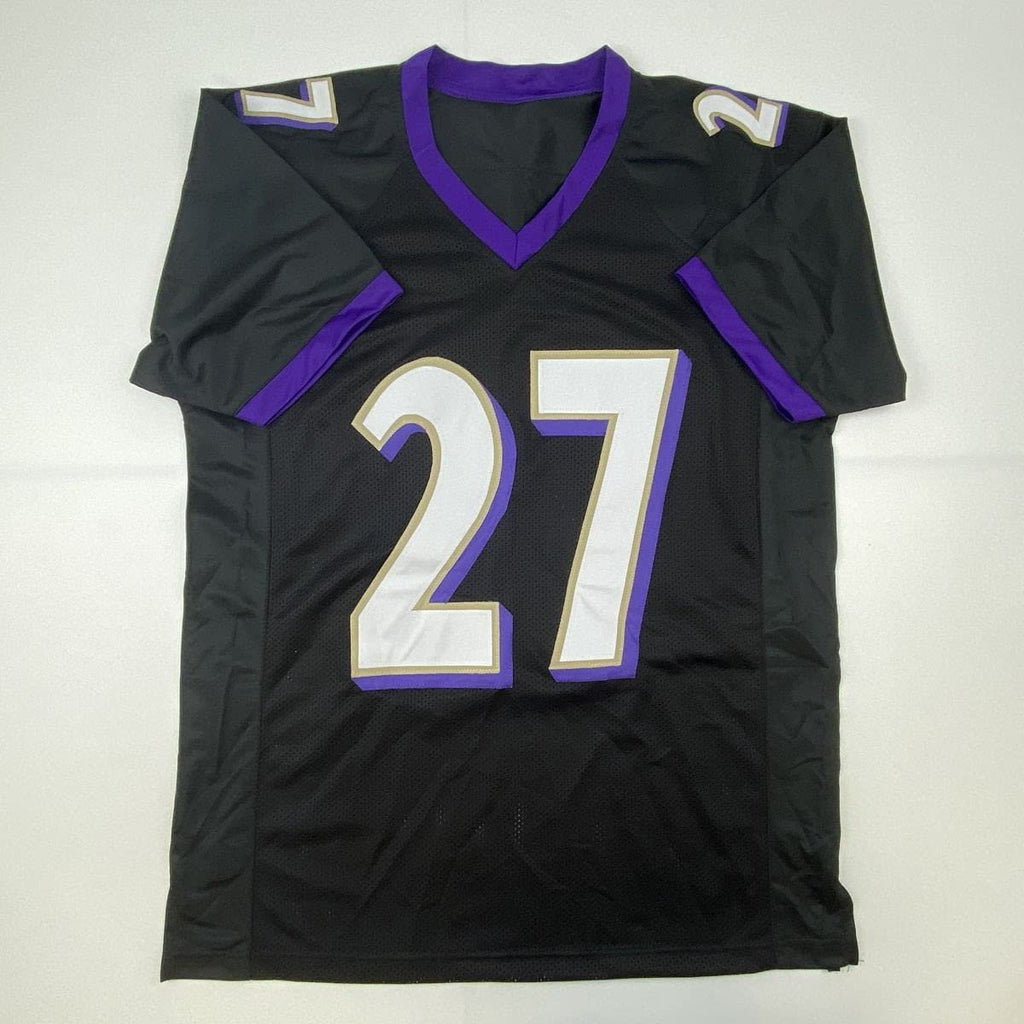 Autographed/Signed JK J.K. Dobbins Baltimore Black Football Jersey JSA COA