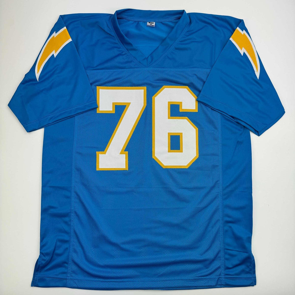 Autographed/Signed Joe Alt Los Angeles LA Powder Blue Football Jersey Beckett BAS COA