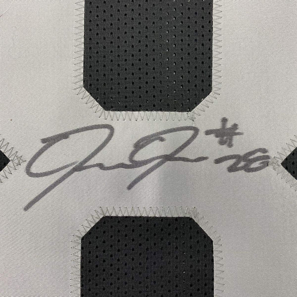 Autographed/Signed Josh Jacobs Las Vegas Oakland Black Football Jersey Beckett BAS COA