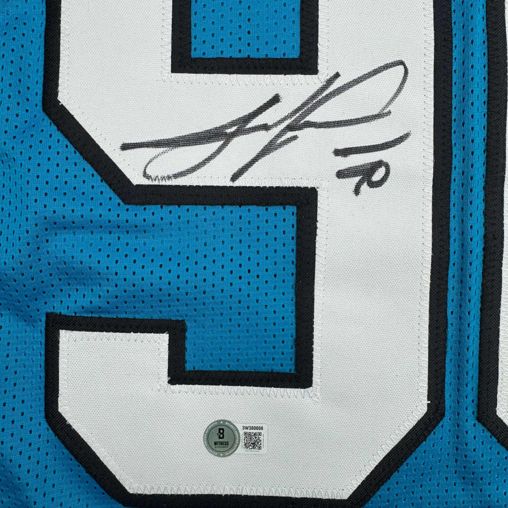 Autographed/Signed Julius Peppers Carolina Blue Football Jersey Beckett BAS COA