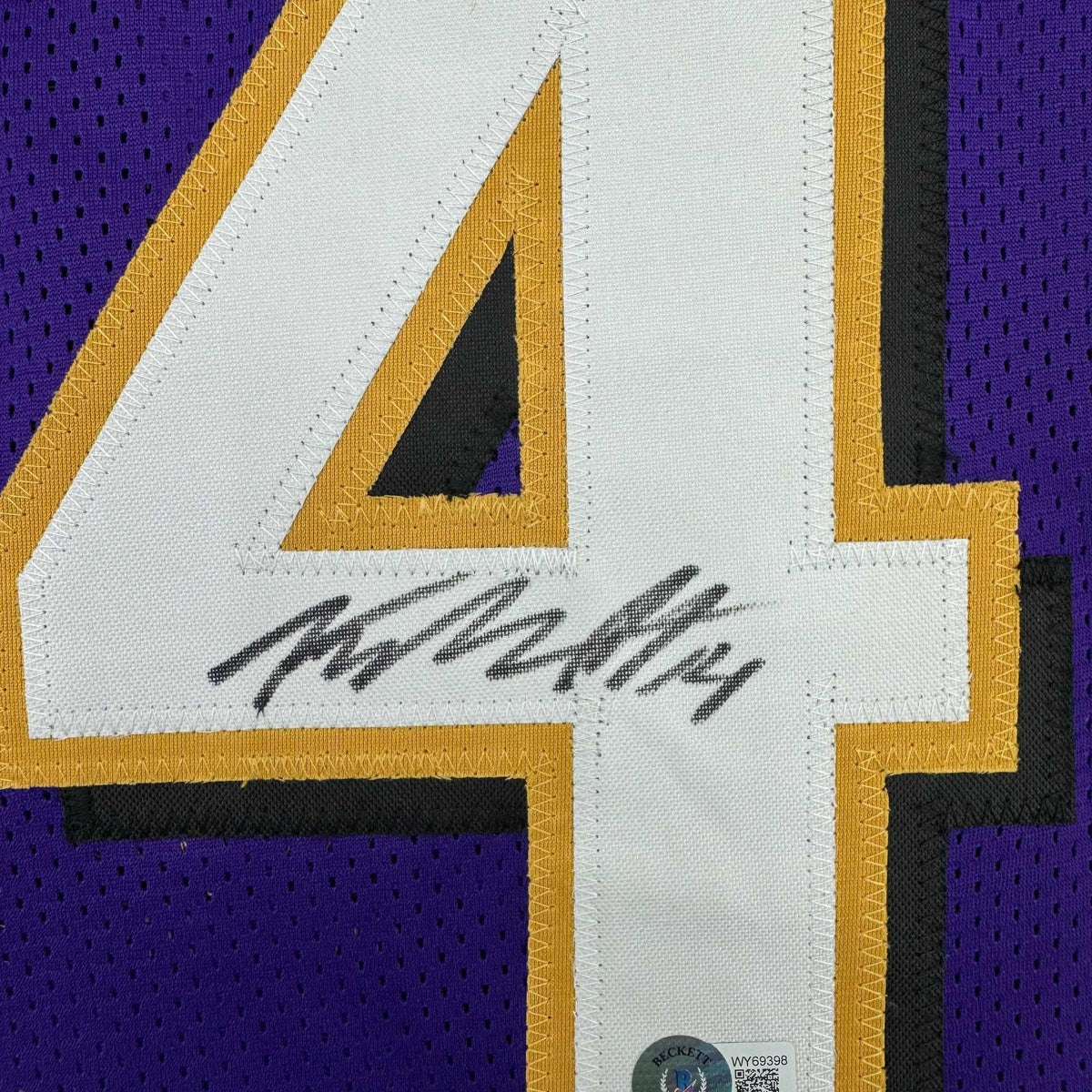 Autographed/Signed Kyle Hamilton Baltimore Purple Football Jersey Beckett BAS COA