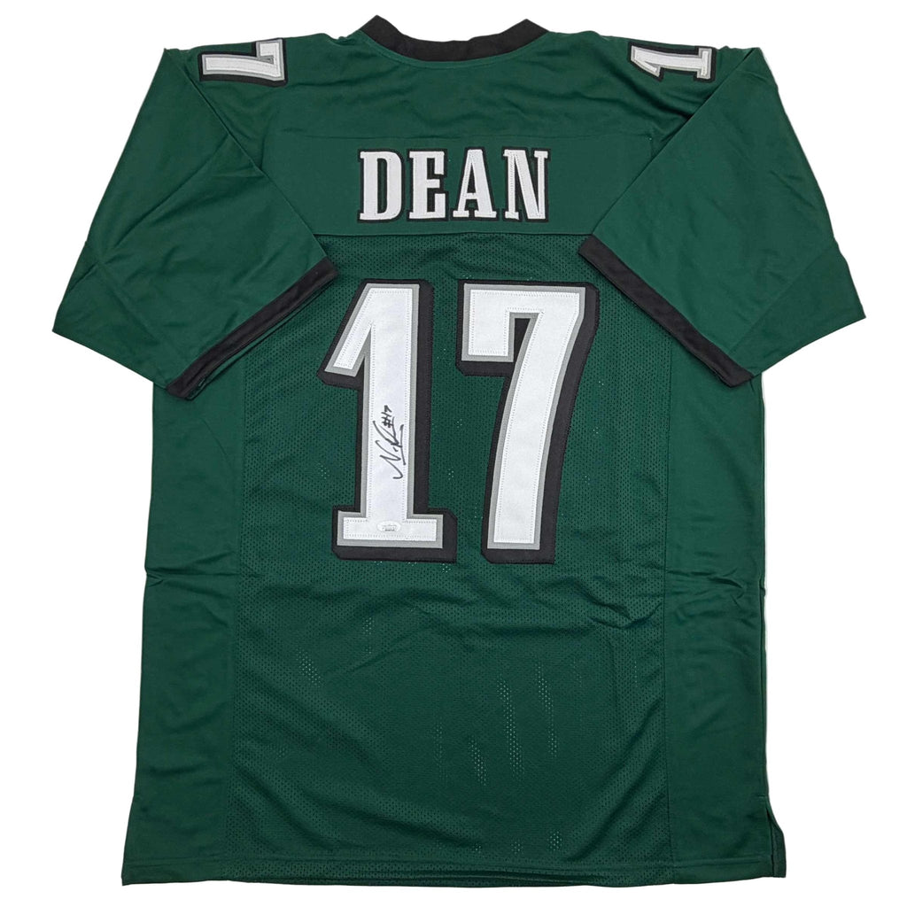 Autographed/Signed Nakobe Dean Philadelphia Green Football Jersey JSA COA