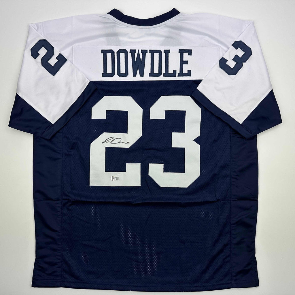 Autographed/Signed Rico Dowdle Dallas Thanksgiving Day Football Jersey Beckett BAS COA