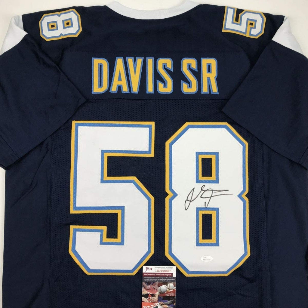 Autographed/Signed Thomas Davis Sr. Los Angeles LA Dark Blue Football Jersey JSA COA