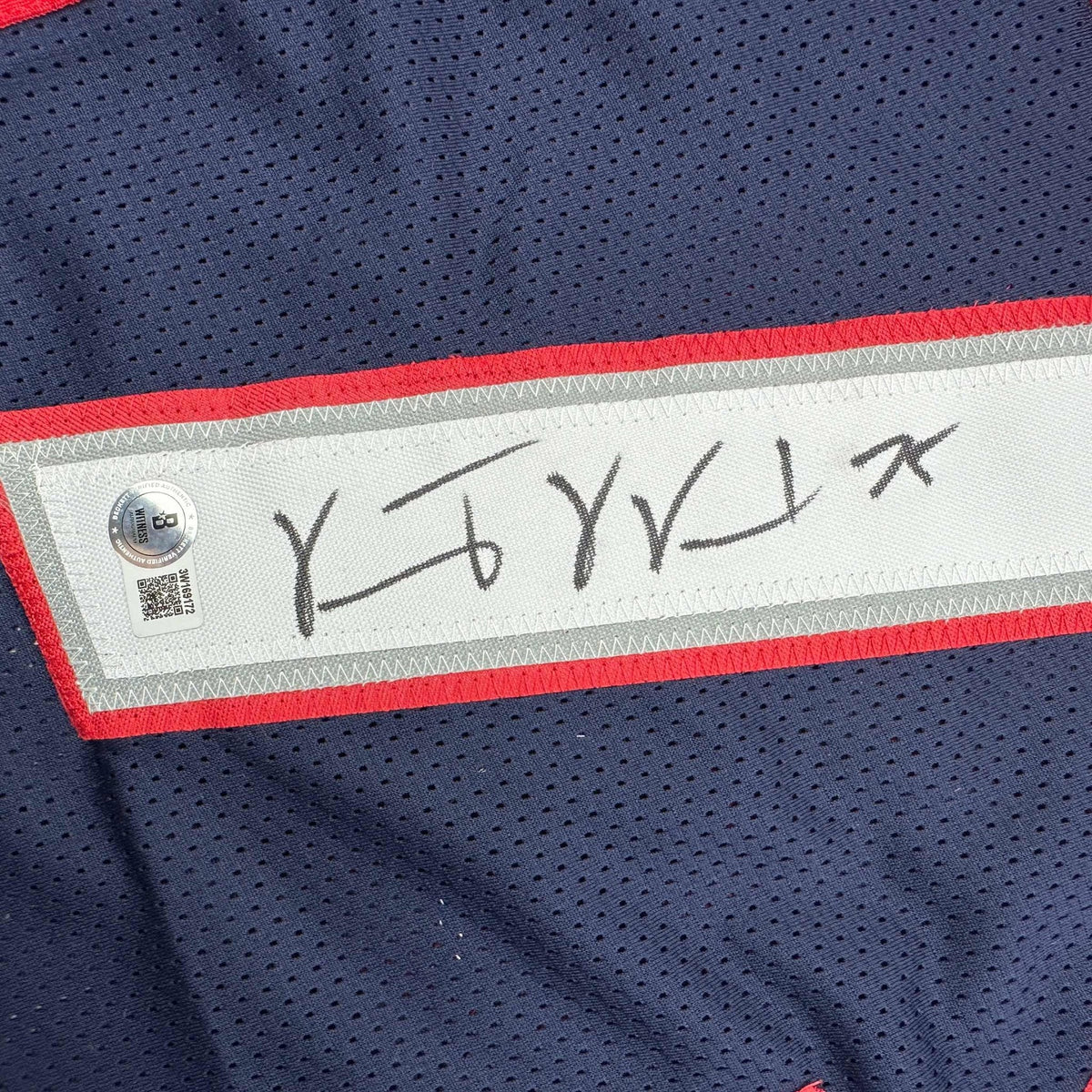 Autographed/Signed Vince Wilfork New England Blue Football Jersey Beckett BAS COA