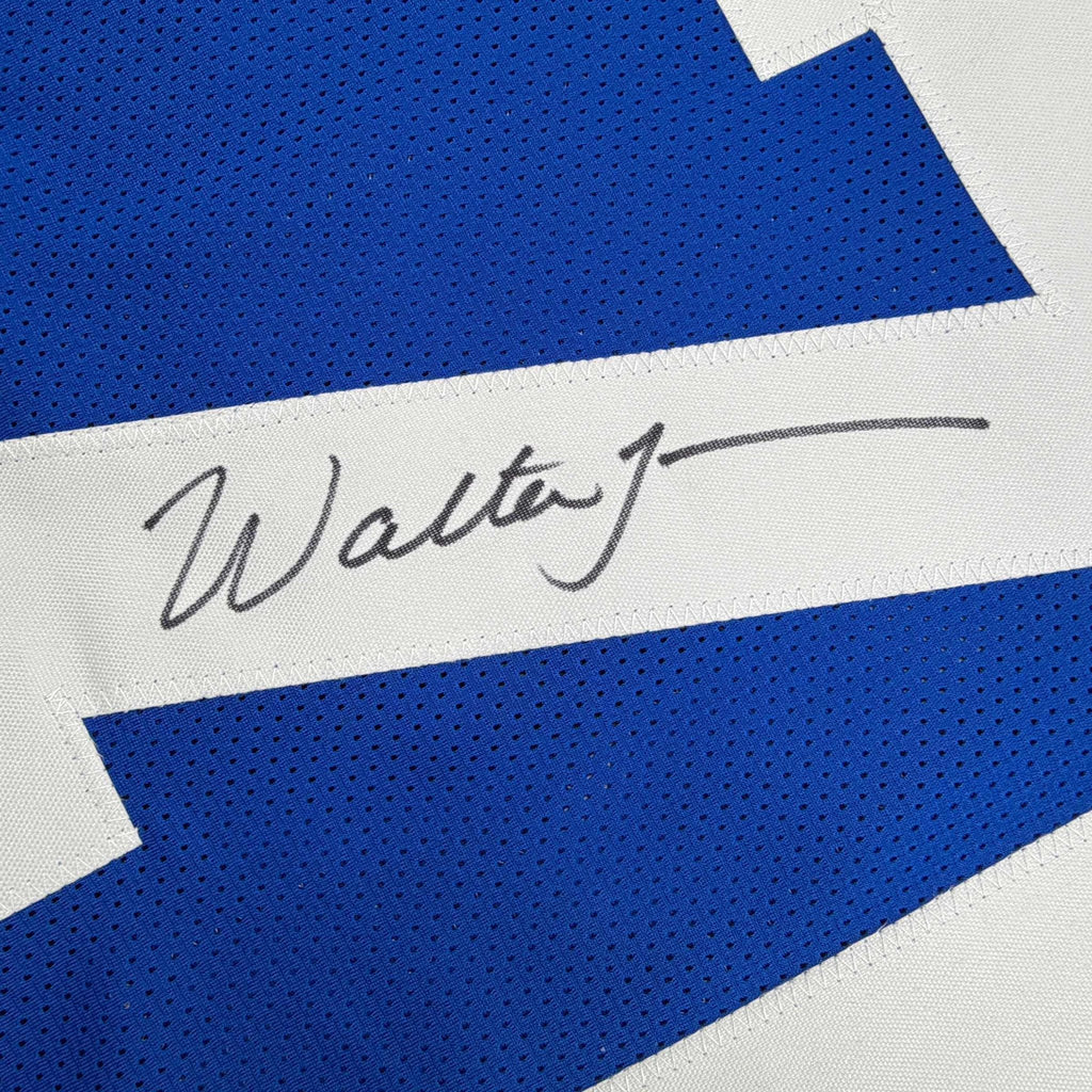 Autographed/Signed Walter Jones Seattle Blue Football Jersey JSA COA