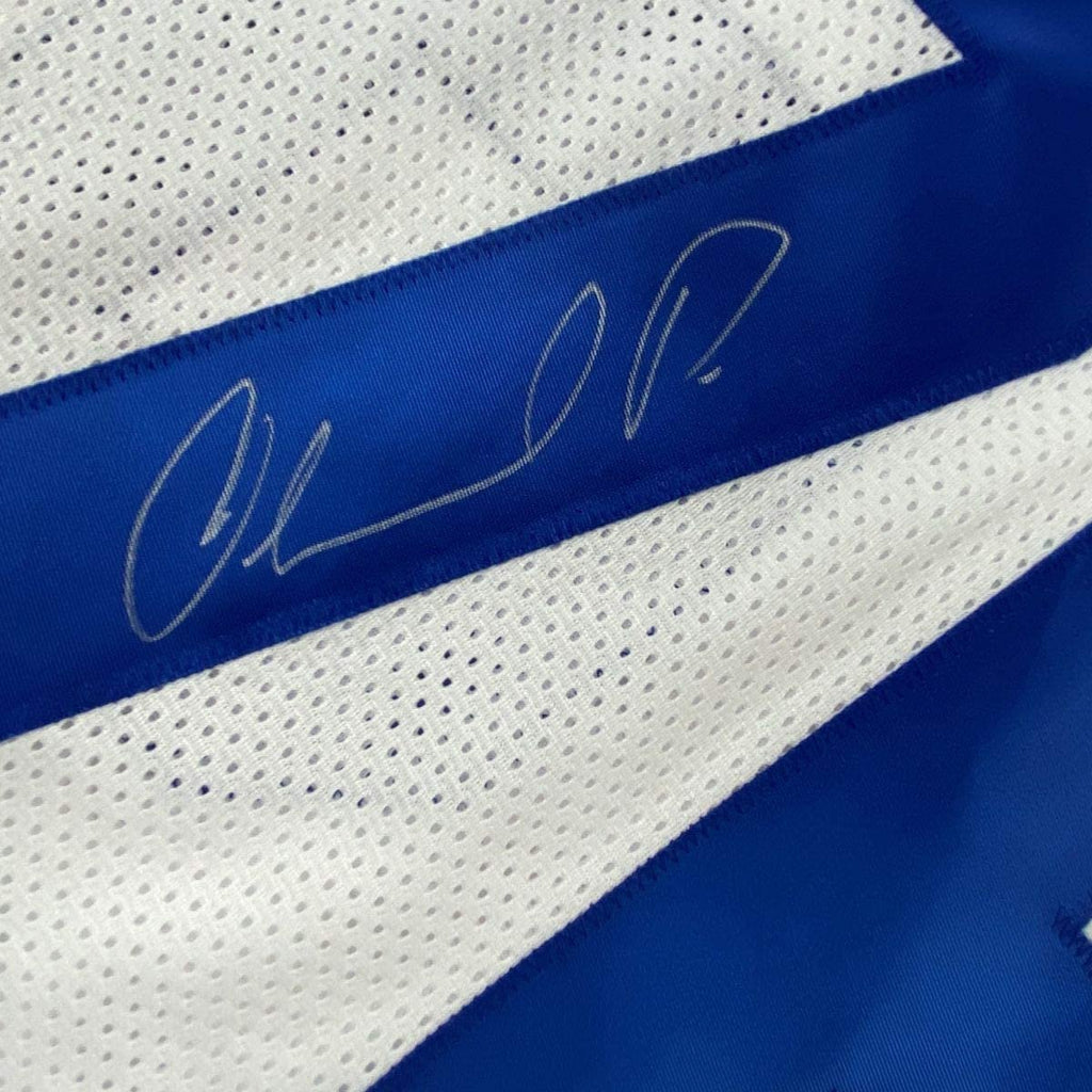 Framed Autographed/Signed Orlando Pace 35x39 Los Angeles White Football Jersey JSA COA