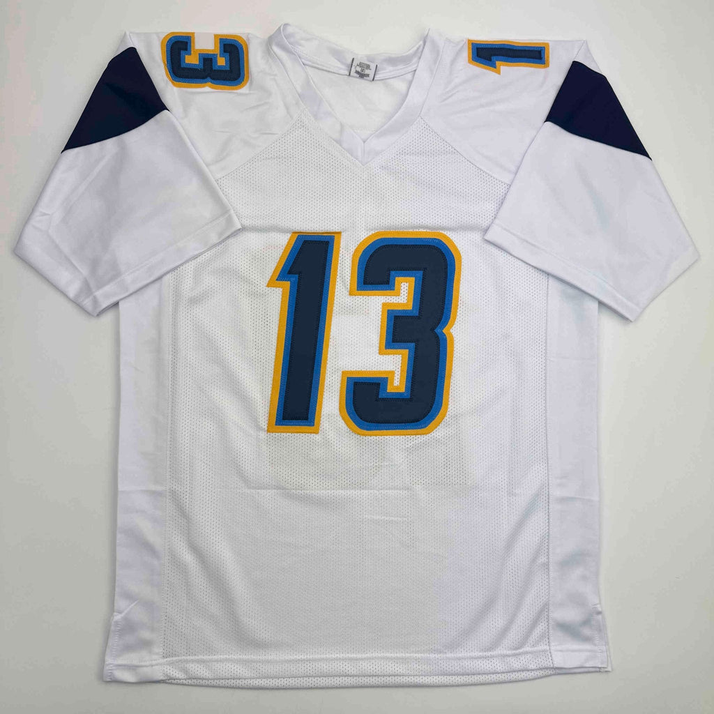 Autographed/Signed Keenan Allen Los Angeles LA White Football Jersey Beckett BAS COA