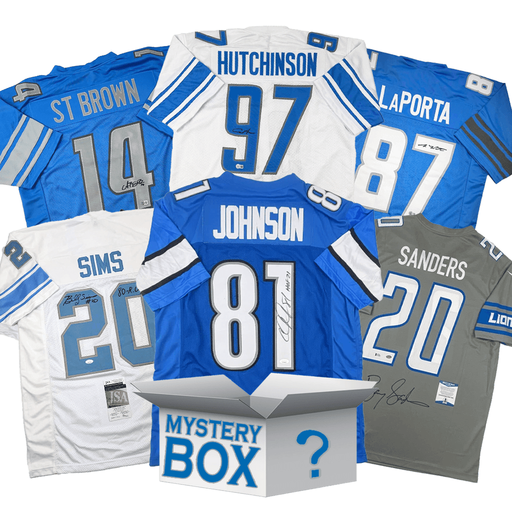 Autographed/Signed Detroit Football Jersey Mystery Box with PSA JSA or Beckett COA