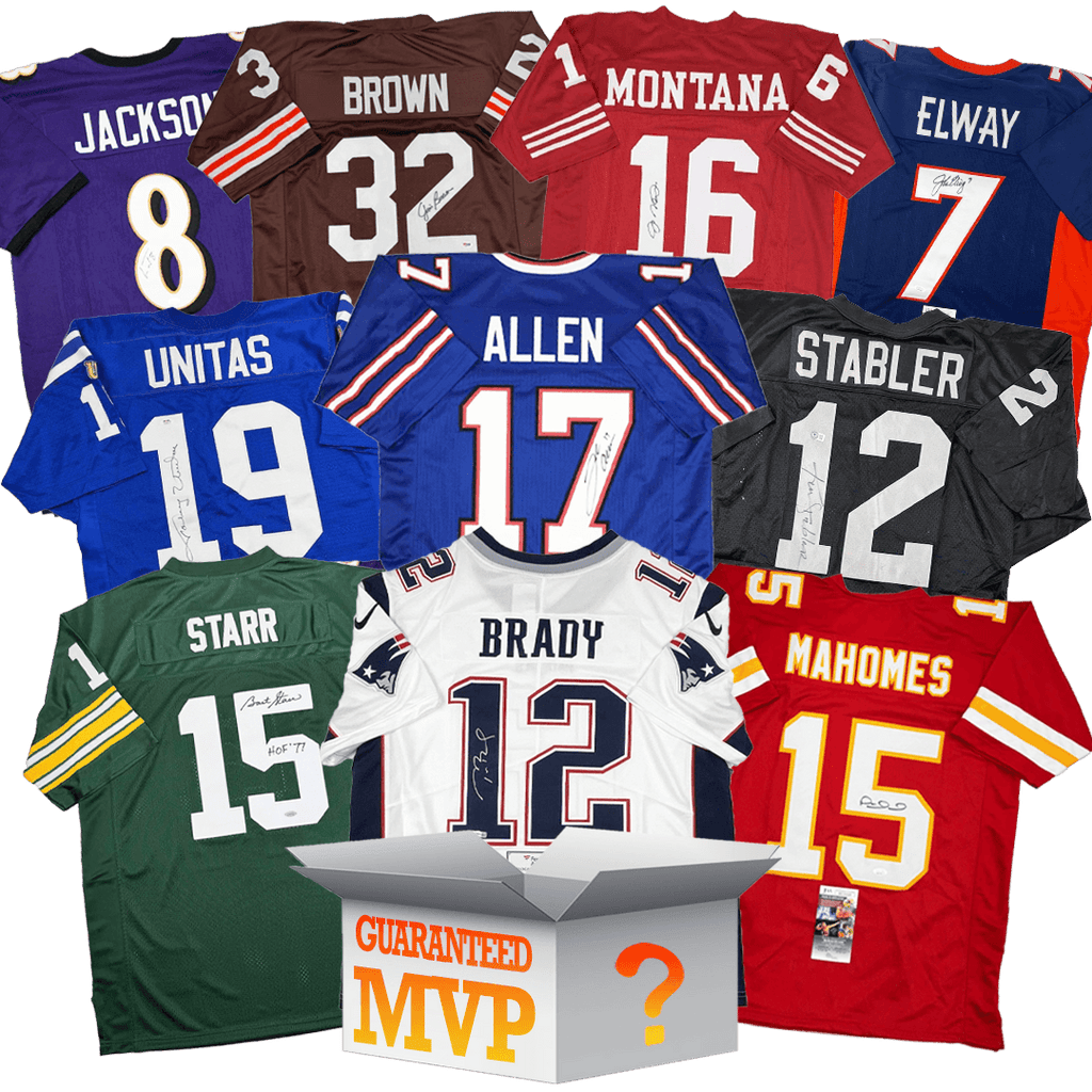MVPs Autographed/Signed Football Jersey Mystery Box with PSA JSA or Beckett COA