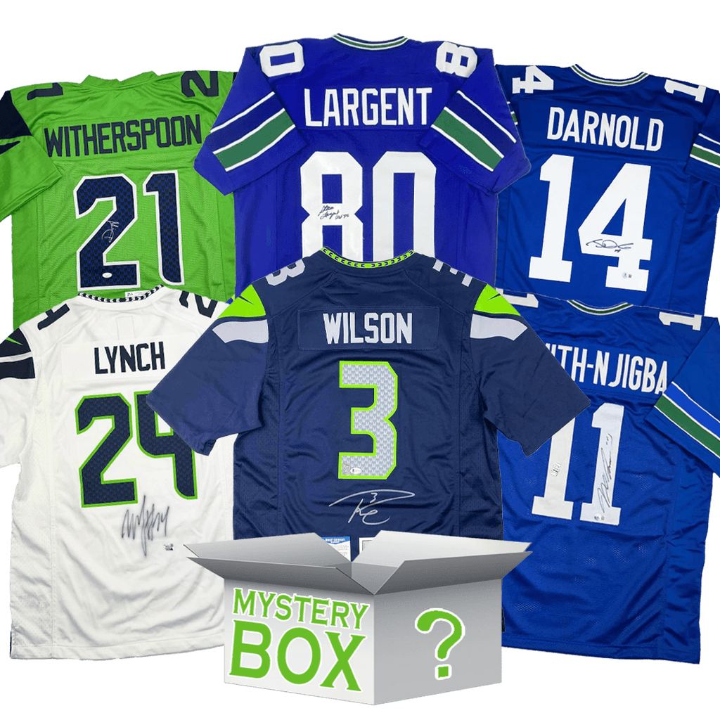 Autographed/Signed Seattle Football Jersey Mystery Box with PSA JSA or Beckett COA