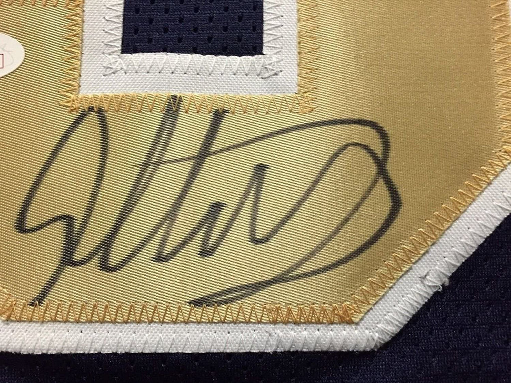 Framed Autographed/Signed Todd Gurley II 35x39 Los Angeles LA Rams Dark Blue Football Jersey JSA COA