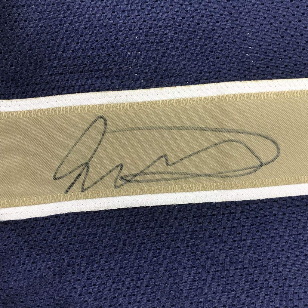 Framed Autographed/Signed Todd Gurley II 35x39 Los Angeles LA Rams Dark Blue Football Jersey Beckett BAS COA