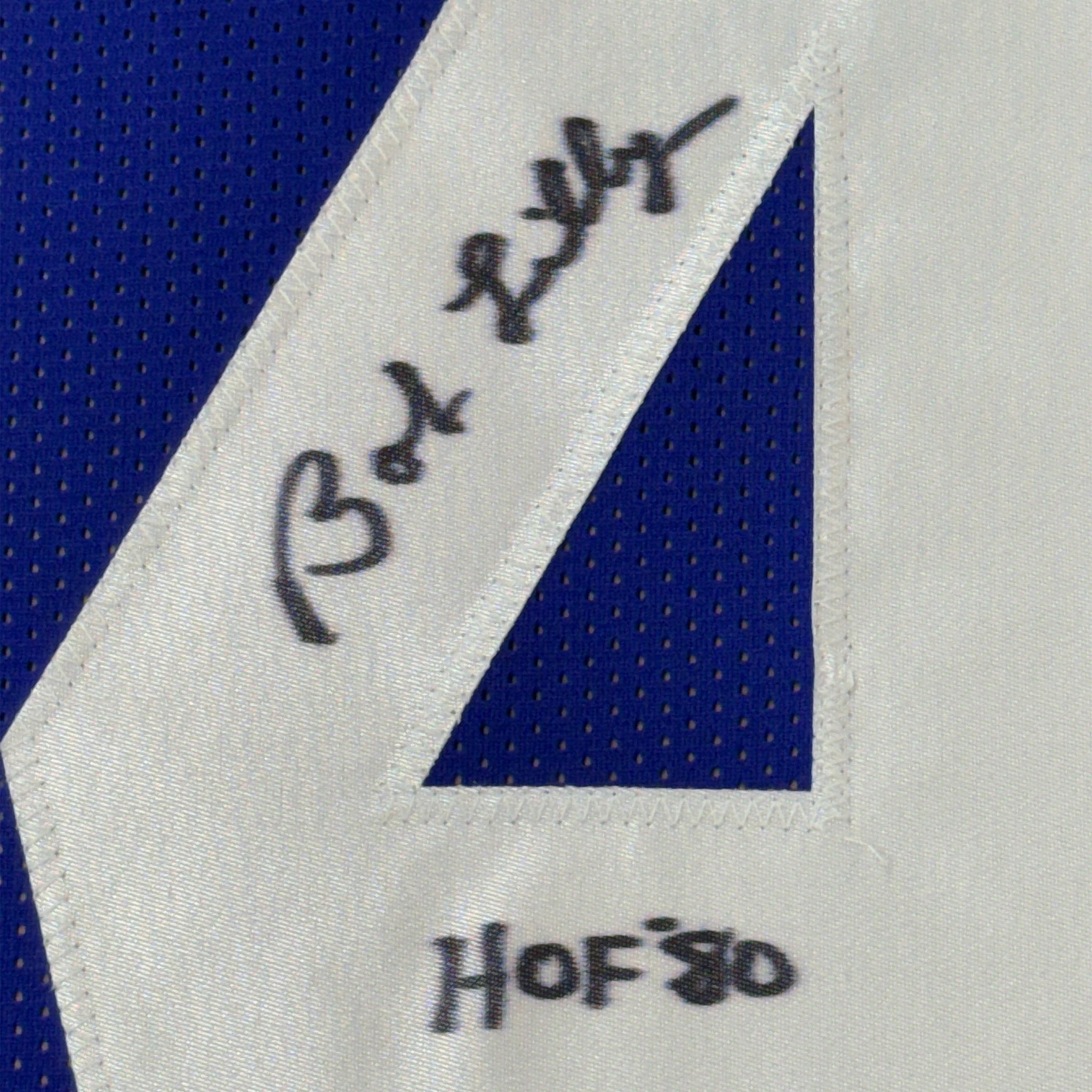 Framed Autographed/Signed Bob Lilly HOF 80 35x39 Dallas Retro Blue Football Jersey JSA COA