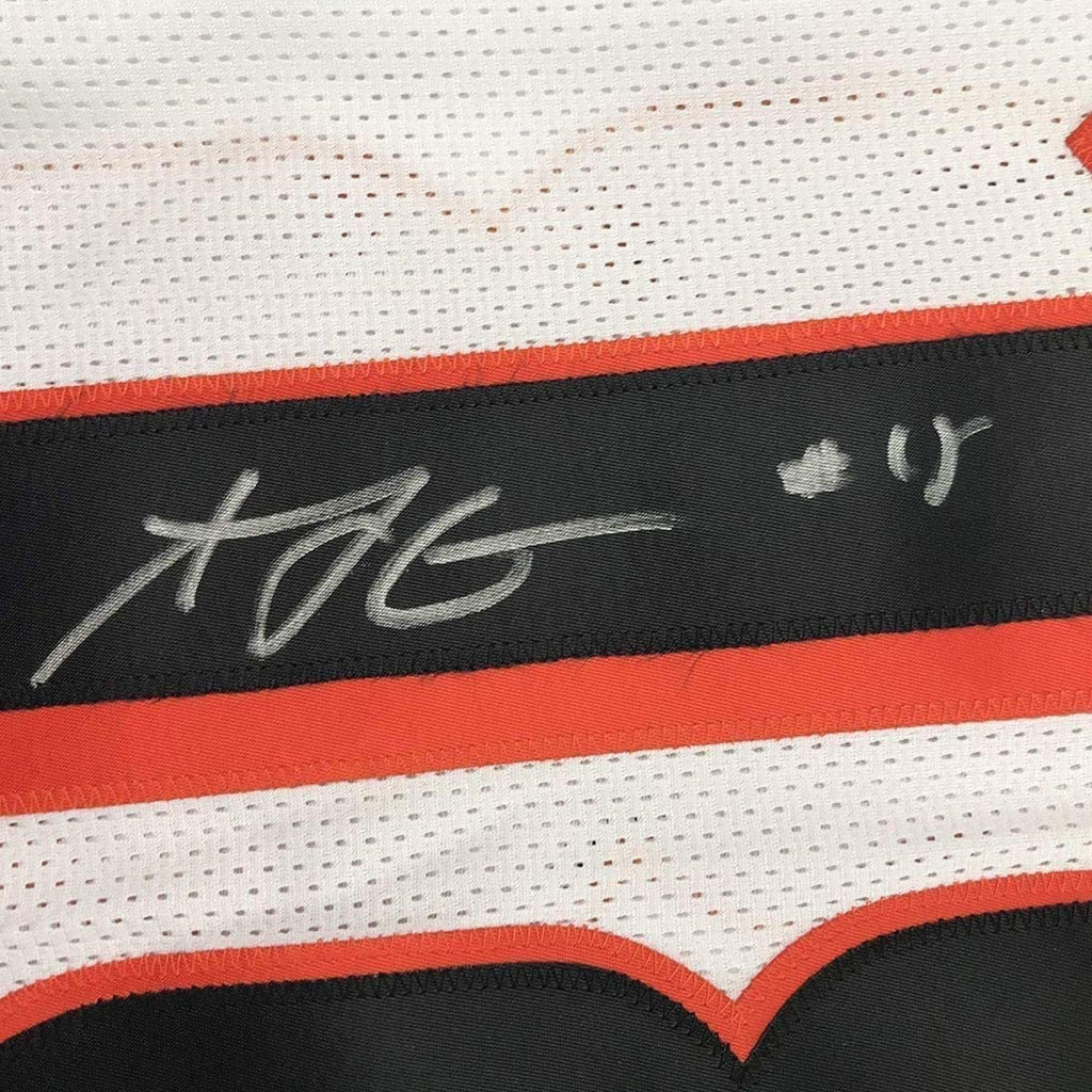 Framed Autographed/Signed AJ A.J. Green 35x39 Cincinnati White Football Jersey Beckett BAS COA
