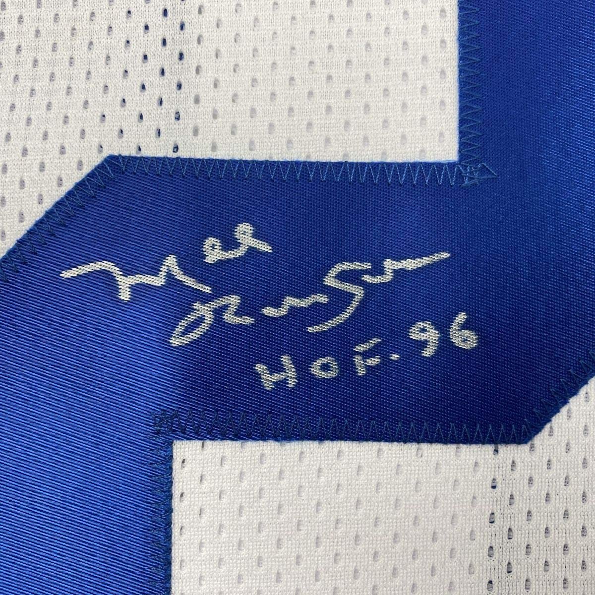 Framed Autographed/Signed Mel Renfro HOF 96 35x39 Dallas White Football Jersey JSA COA
