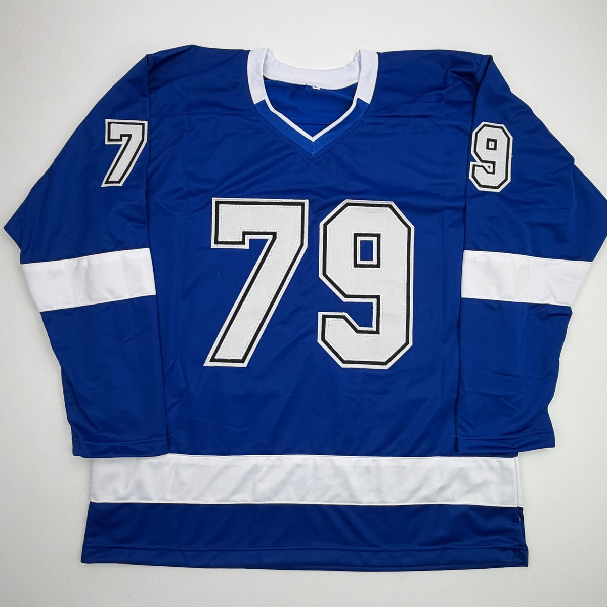 Autographed/Signed Ross Colton Tampa Bay Blue Hockey Jersey Beckett BAS COA