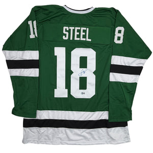 Autographed/Signed Sam Steel Dallas Green Hockey Jersey Beckett BAS COA