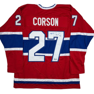 Autographed/Signed Shayne Corson Montreal Red Hockey Jersey Beckett BAS COA