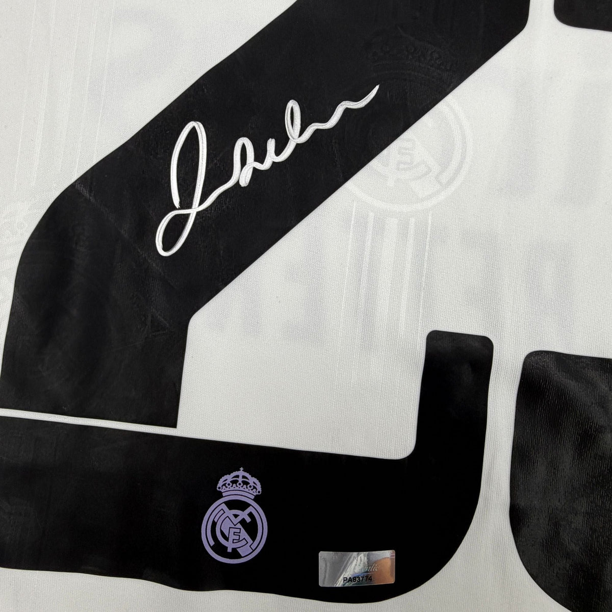 Autographed/Signed David Beckham Real Madrid White Soccer Jersey Panini Authentic COA