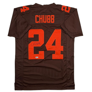 Autographed/Signed Nick Chubb Cleveland Color Rush Football Jersey Beckett BAS COA