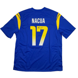 Autographed/Signed Puka Nacua #17 Los Angeles LA Rams Blue Authentic Nike Rookie Football Jersey Fanatics COA