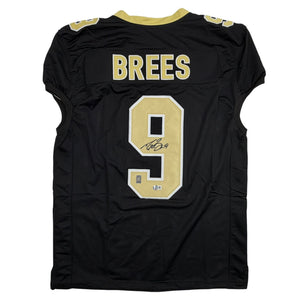 Autographed/Signed Drew Brees New Orleans Black Pro Cut Football Jersey Beckett BAS COA