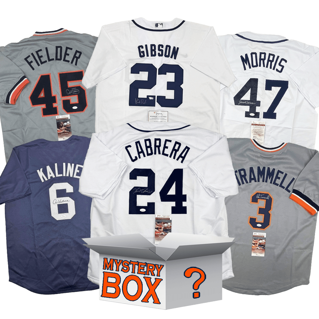 Autographed/Signed Detroit Baseball Jersey Mystery Box with PSA JSA or Beckett COA