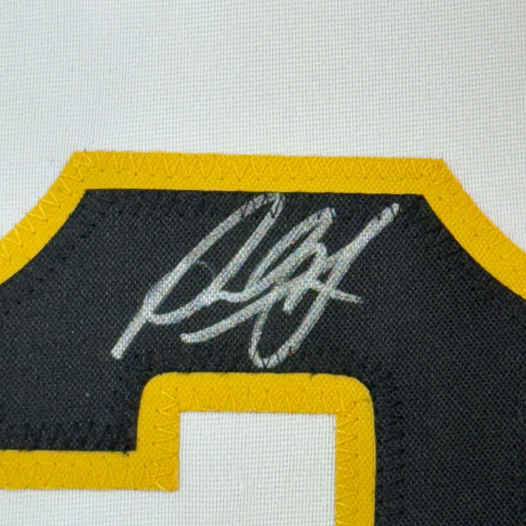 Framed Autographed/Signed Paul Skenes 35x39 Pittsburgh White Baseball Jersey JSA COA
