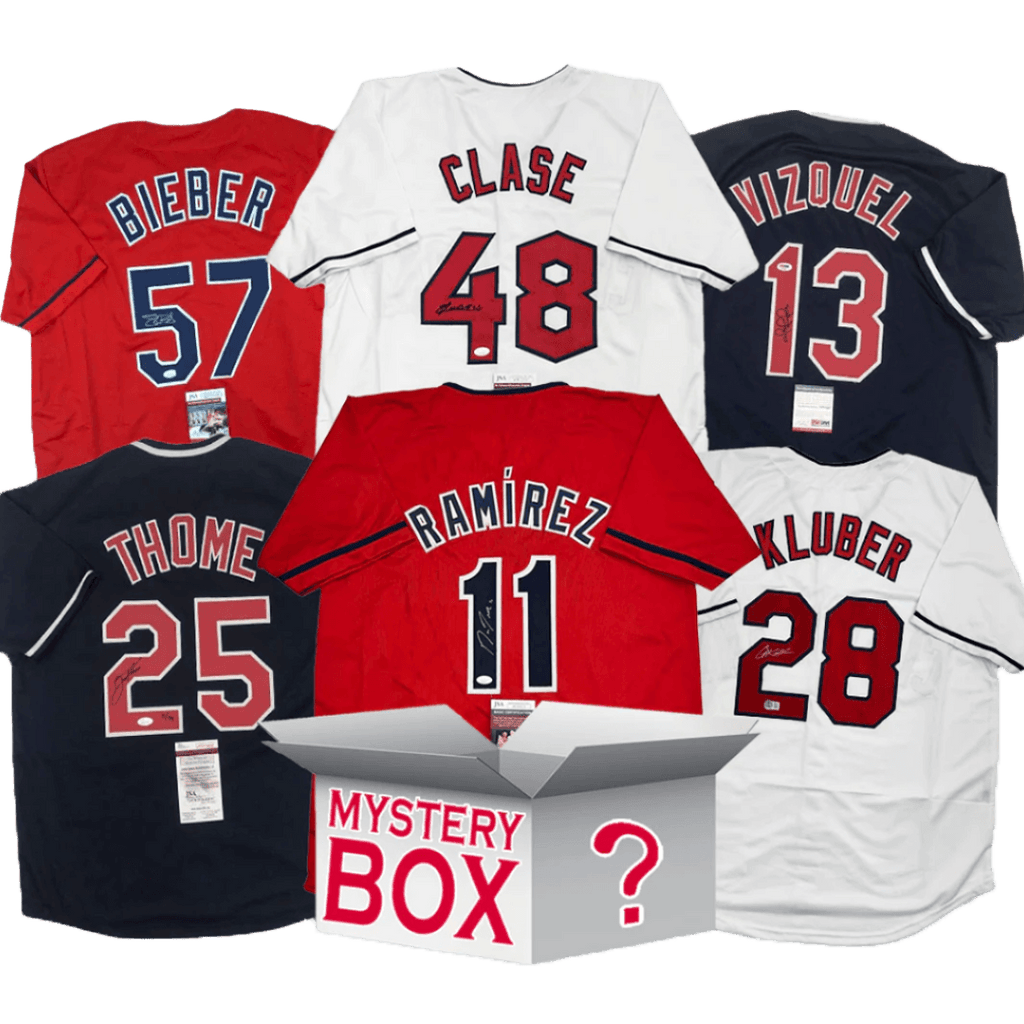 Autographed/Signed Cleveland Baseball Jersey Mystery Box with PSA JSA or Beckett COA