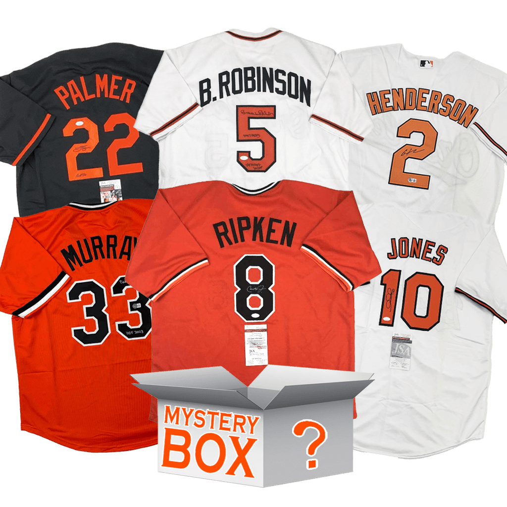 Autographed/Signed Baltimore Baseball Jersey Mystery Box with PSA JSA or Beckett COA
