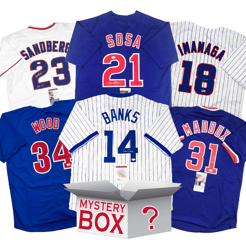 Autographed/Signed Chicago Baseball Jersey Mystery Box with PSA JSA or Beckett COA