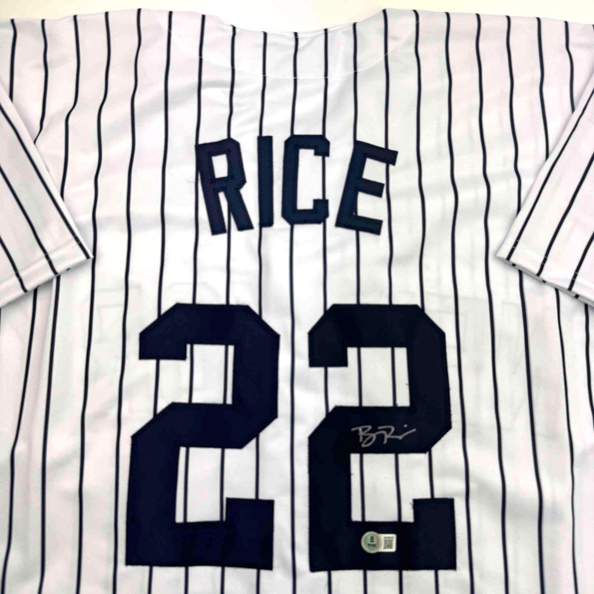 Autographed/Signed Ben Rice New York Pinstripe Baseball Jersey JSA COA