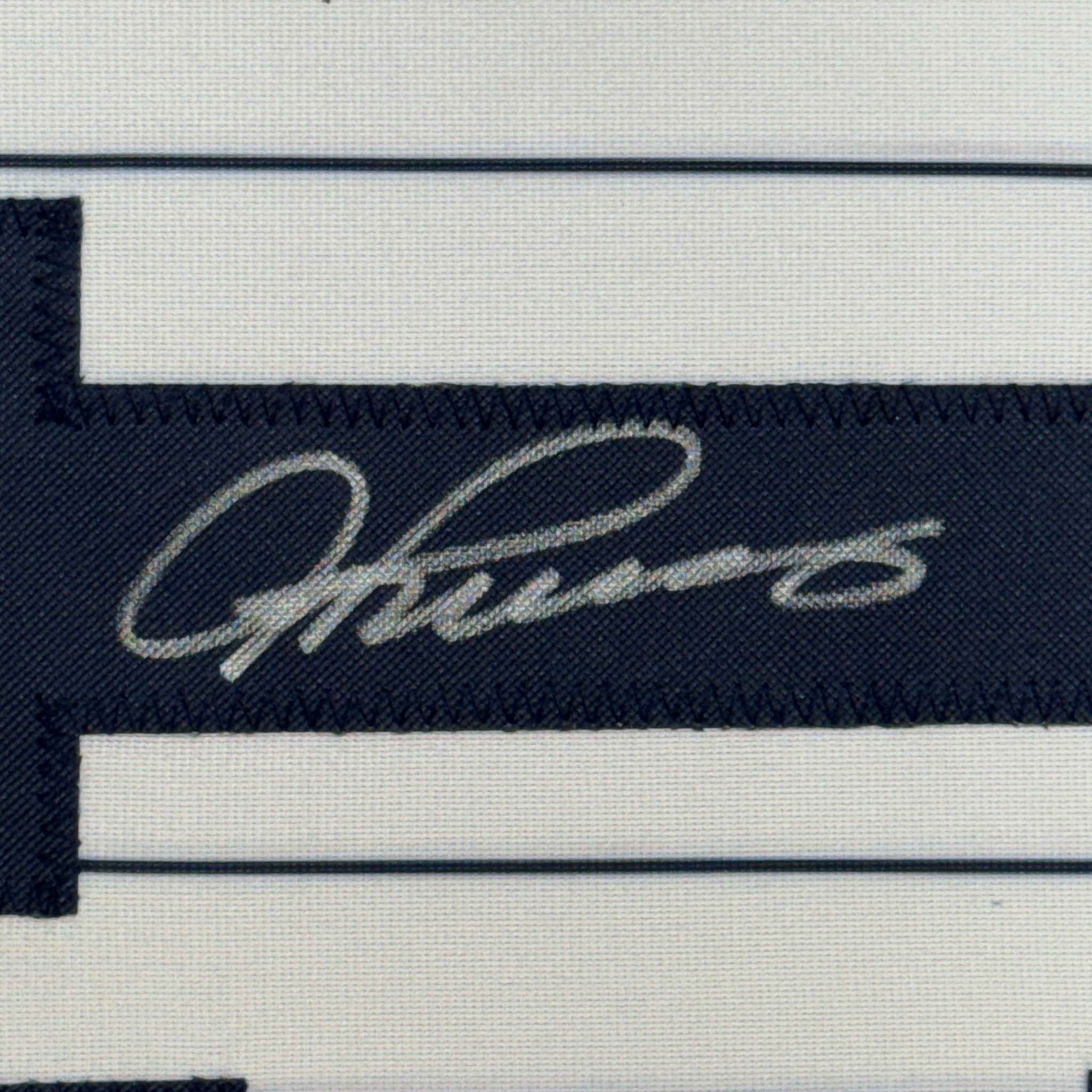 Framed Autographed/Signed Alex Rodriguez 35x39 New York Pinstripe Baseball Jersey JSA COA
