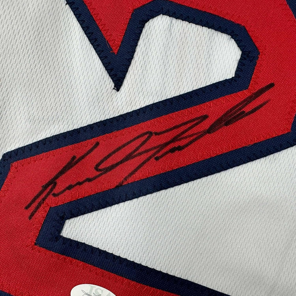 Framed Autographed/Signed Keith Foulke 35x39 Boston White Baseball Jersey JSA COA